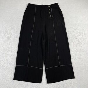 June & Hudson Pants‎ Womens Small Black Wide Leg Crop Ladies Career Preppy Work